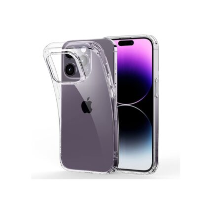 iPhone 14 Pro Max Purple color with Slim transparent Case on
