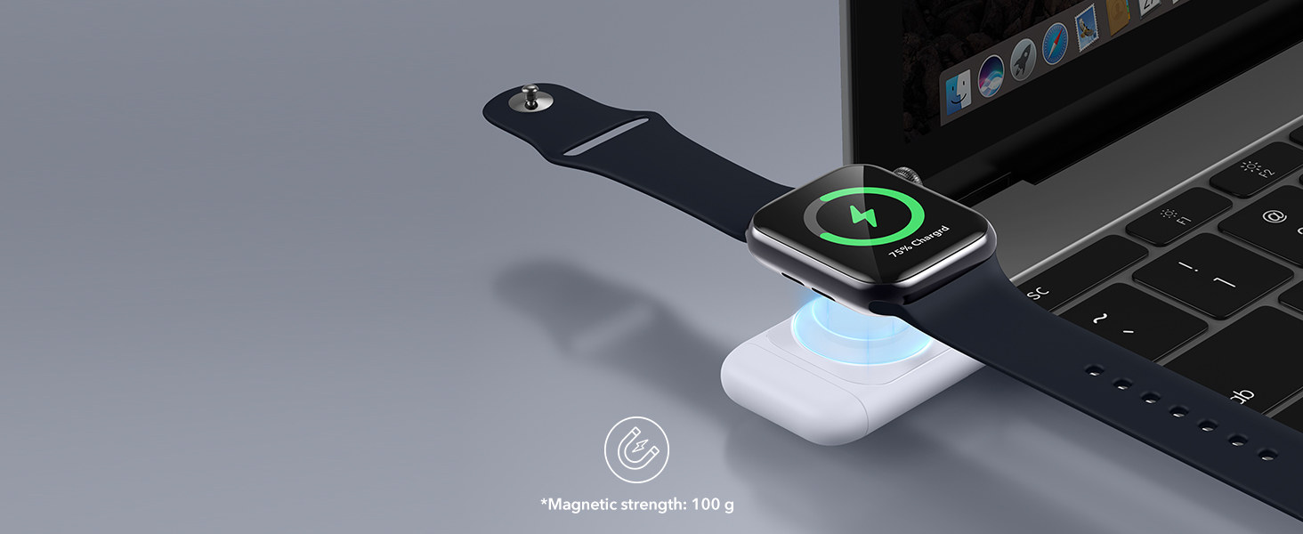 Apple watch portable wireless charger with fast magnetic charging